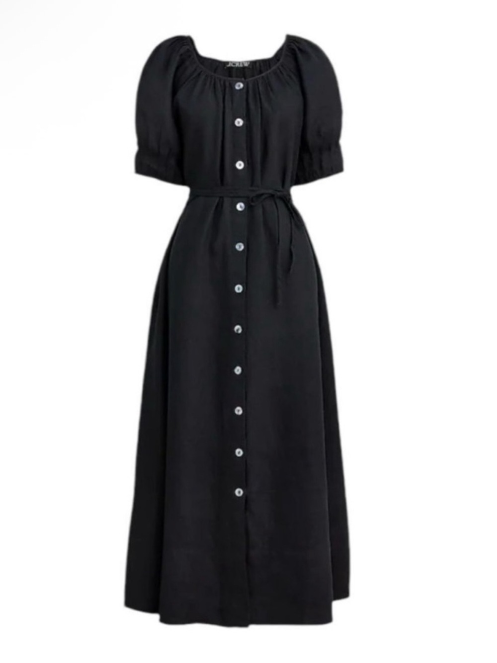 J. Crew Button-up Midi Dress Linen Black Small